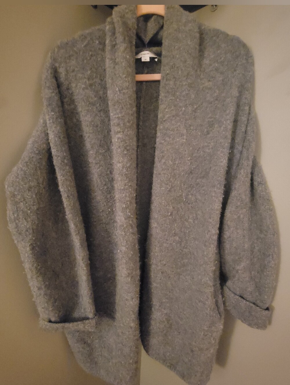 Vince Textured Open Shawl Cardigan / Bouclé Cardigan Coat